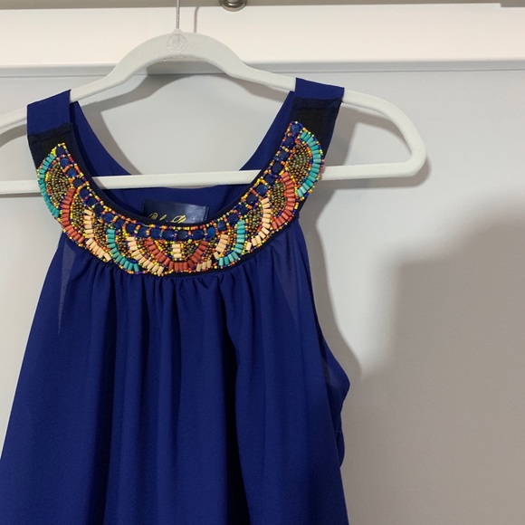 Francesca’s Blue Beaded Tank - Picture 2 of 3